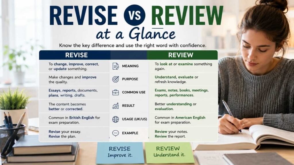 Revise vs Review at a Glance
