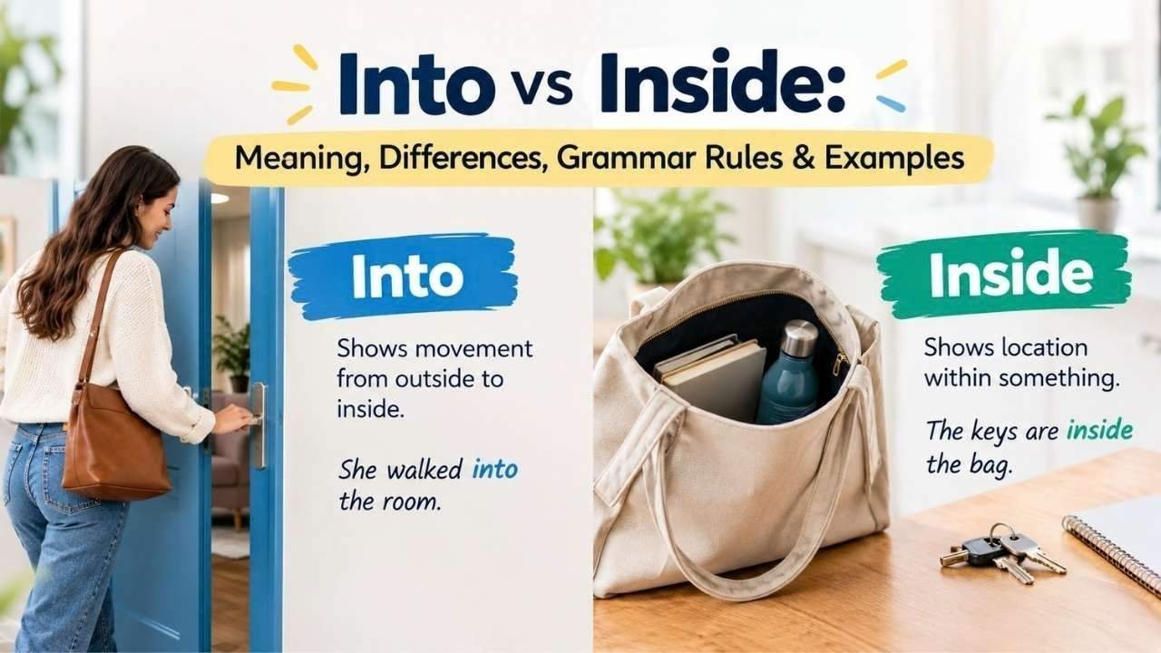 Many learners struggle to understand the difference between into and inside because both relate to being in a place or space.