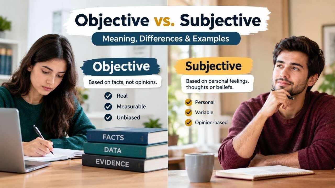 Choosing between objective and subjective can be confusing because the two words are often used together