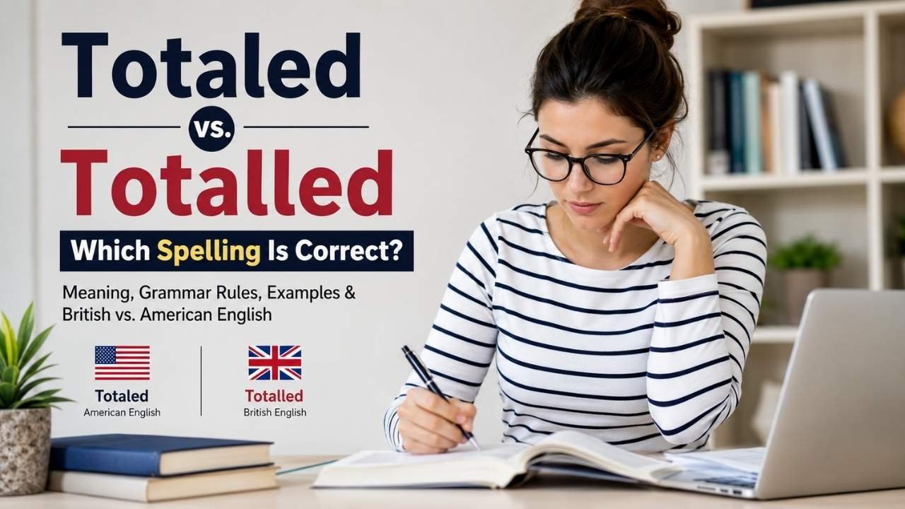 Totaled vs Totalled spelling comparison showing American and British English grammar rules