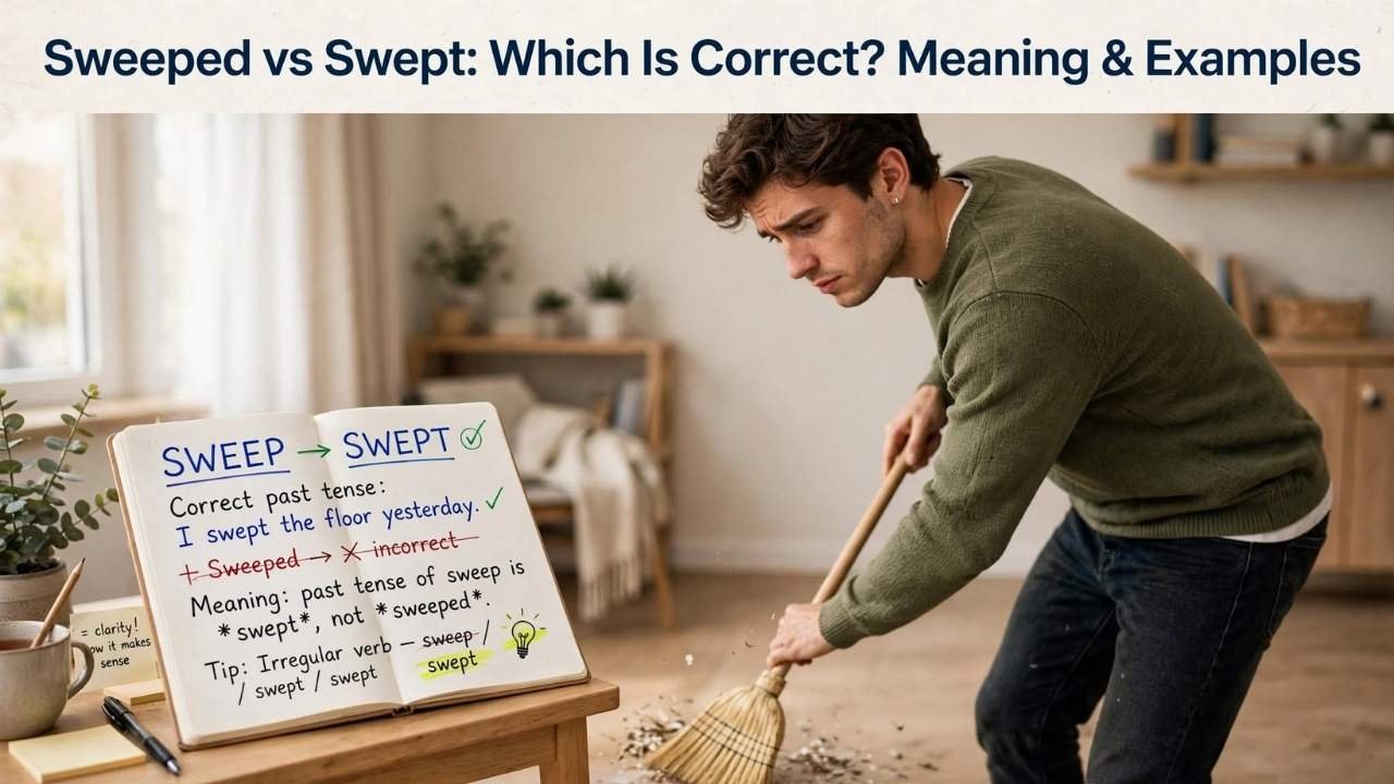 Sweeped vs Swept: which is correct, with meanings, grammar rules, examples, and common mistakes.