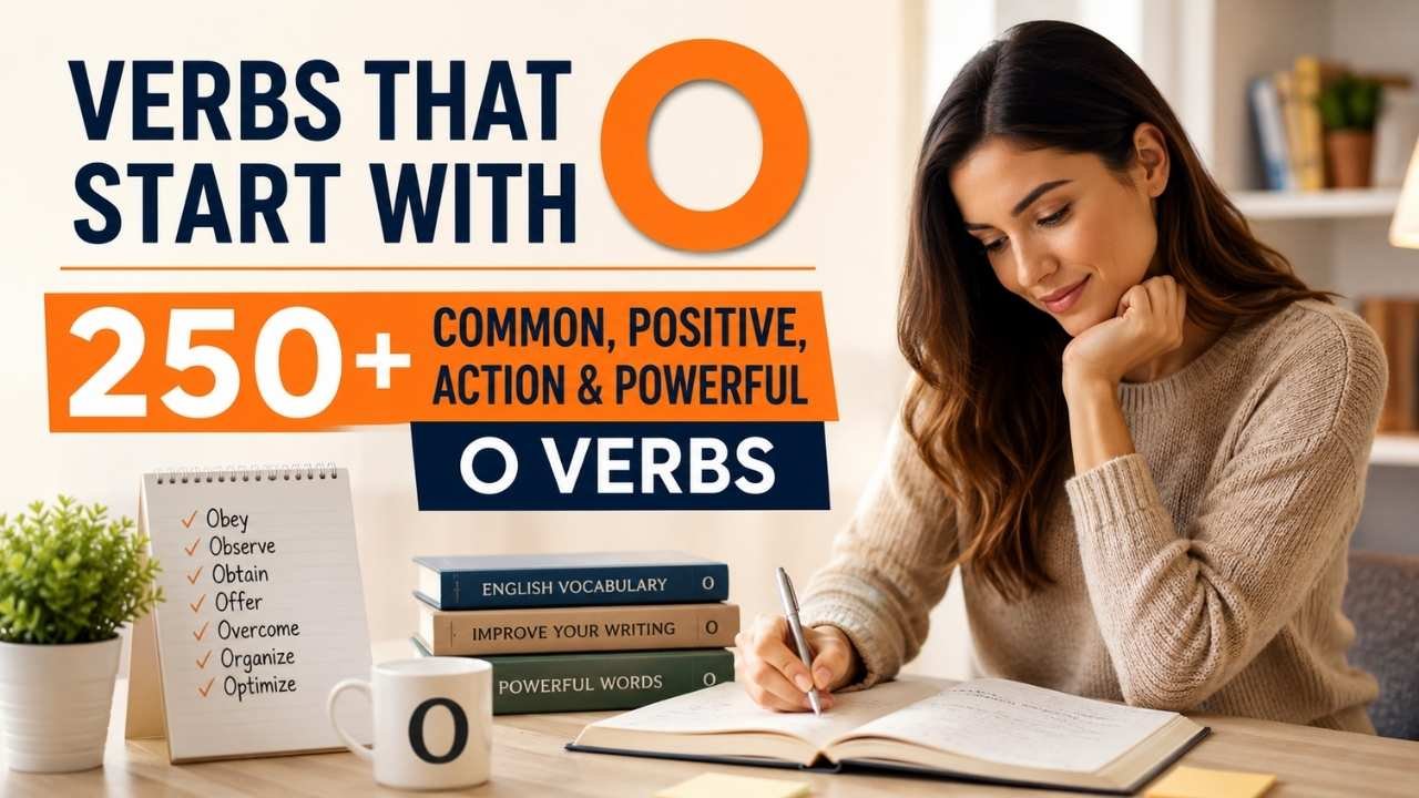 250+ verbs that start with O, featuring common, positive, action, and powerful O verbs.