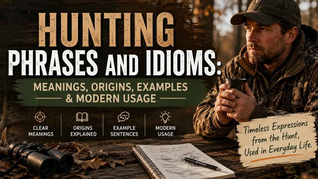 Hunting phrases and idioms with their meanings, origins, examples, and modern usage.