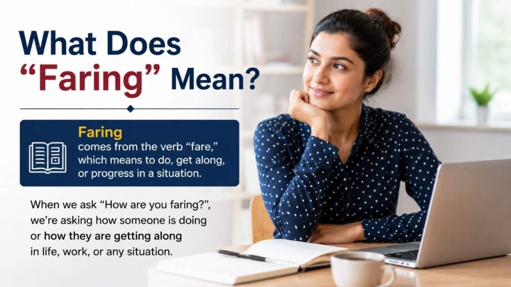What does faring mean? Definition, everyday usage, and example of the word faring